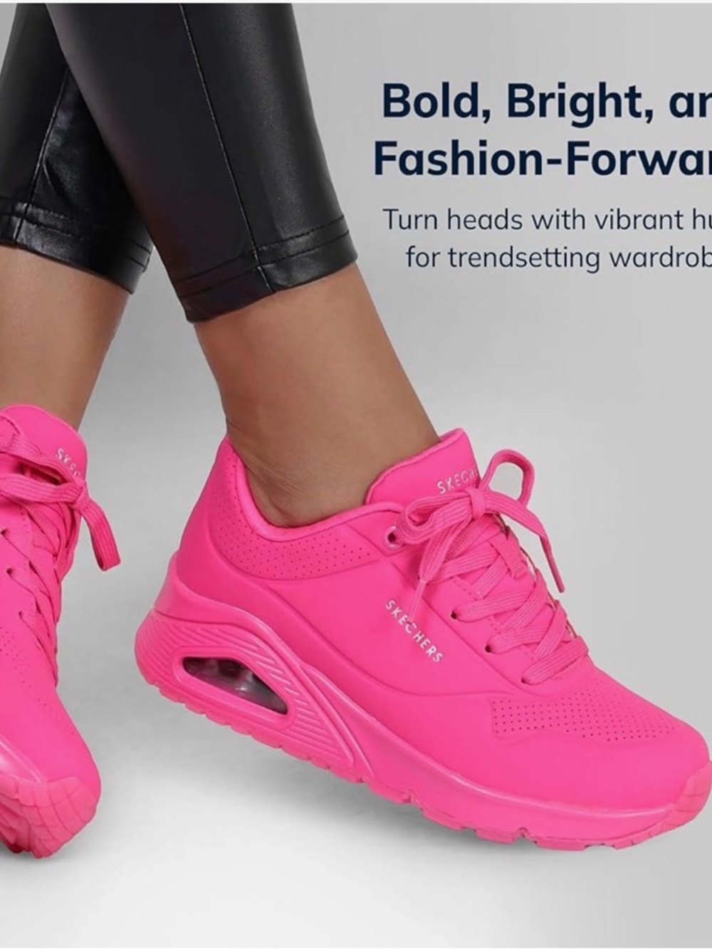 Skechers Women's Hot Pink Platform Athletic Sneakers - Picture 2 of 3